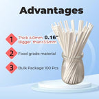 6 INCH Cake Pop Lollipop Sticks, 100 Count, (Dia 4mm, Thick 5/32") Sucker Sticks for Truffles, Cookies, Candy, Chocolate Pop, Cake Topper (Not Craft Wood)
