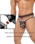 Mens Lace Frilly Sissy Panties Pouch Thong, Feminine G string Underwear For Men Sexy Lingerie