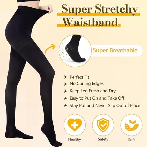 Medical Compression Pantyhose for Women Men, 20-30 mmHg Graduated Compression Tights, Closed Toe Compression Stockings, Support Hose, High Waist Compression Leggings for Varicose Veins, Edema