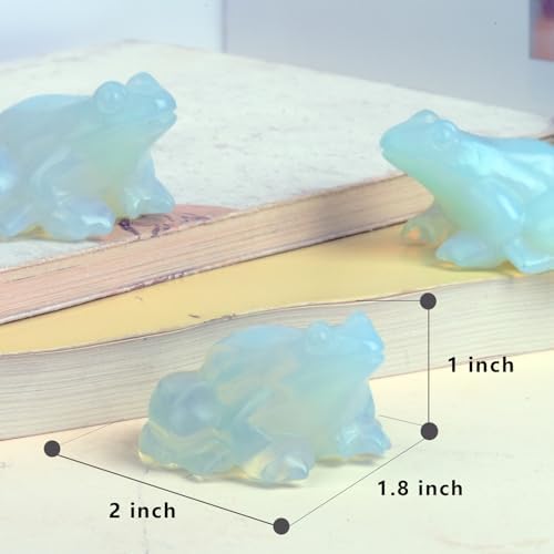 2 Inch Opal Frog Crystal Figurine，Frog Gifts Healing Crystal Decor，Frog Garden Statue Stone Energy Gemstones, in Bedroom Office Christmas Meditation Gifts Aquarium Decoration