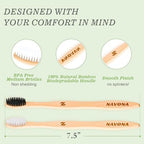 Navona 30 PCS Bamboo Toothbrushes Pack, BPA Free Medium Soft Bristles Toothbrushes for Adults, Eco-Friendly Natural Wooden Toothbrush Bulk, Box of Two Reusable Travel Toothbrush