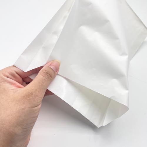 White Deli Bags 8x6 Inch - Top Open - Food-Grade Greaseproof Paper Bags for Bakery, Snacks, and Takeout - Recyclable & Biodegradable (100 Pack)