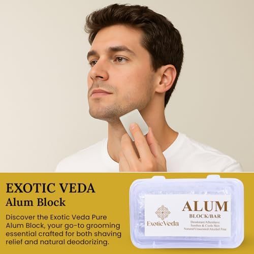 100% Pure Alum Block – Potassium Alum Crystal Stone | Natural, Unscented Deodorant & Aftershave | Soothes Razor Burn, Stops Bleeding, Non-Staining, Alcohol-Free
