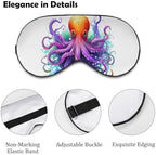 Colorful Octopus Sleep Mask Light Block-Out Eye Mask for Side Sleeper Pressure-Free Soft Night Blindfold with Adjustable Strap Breathable Sleep Eye Cover for Travel