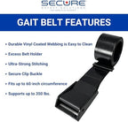 Secure Safety Solutions EZ Clean Vinyl Gait Belt for Elderly - Easy to Clean Wipeable Plastic Transfer & Walking Stand Assist Aid for Seniors, Patient Caregivers, Nurses, Physical Therapy