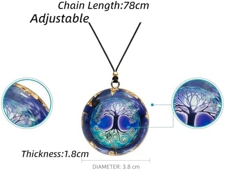 Tree of Life Orgone Pendant Lapis Lazuli Chakra Gemstone Reiki Healing Crystals Chakra Orgonite Pendant Necklace for Good Luck Yoga Meditation Jewelry- Adjustable Rope