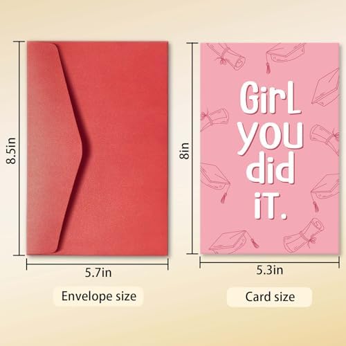 Inspirational Graduation Card for Her Sister Daughter, Congratulations Gifts for Women Lady, Well Done Card, Girl You Did It