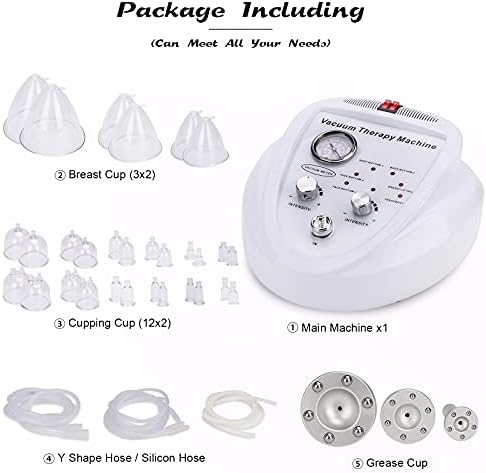 Vacuum Therapy Cupping Machine with 30 Cups and 3 Metal Gua Sha Handles for Salon SPA, Body, Back, Face Massage Care