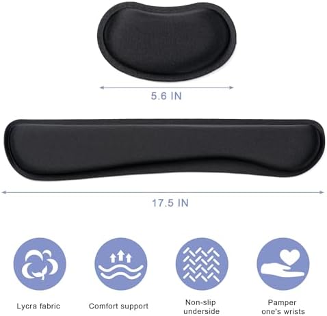 Hoewina Keyboard Wrist Rest,Ergonomic Wrist Rest,Superfine Fabric and Gel Memory Foam Wrist Pad for Computer Keyboard for Easy Typing & Pain Relief, Suitable for Office, Family, Outdoor, Black