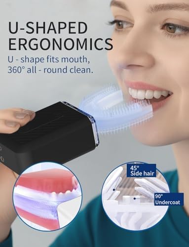 U-Shaped Electric Toothbrush for Adults, ultrasonic Toothbrush with IPX7 Waterproof, Adult Electric Toothbrush with 4 Clean Modes