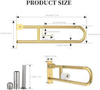 Toilet Grab Bar 30.3 Inch, YuanDe Flip Up Grab Bar with Paper Holder, Brushed Gold Anti-Slip Safety Bars for Toilet, Stainless Steel Knurled Toilet Handles for Seniors Disabled Elderly Pregnant