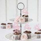 Rsstarxi 24 Pack Oh Baby Cupcake Toppers Pink Glitter Baby Shower Gender Reveal Cupcake Picks for Boy or Girl Theme Baby Shower Kids Birthday Party Cake Decorations