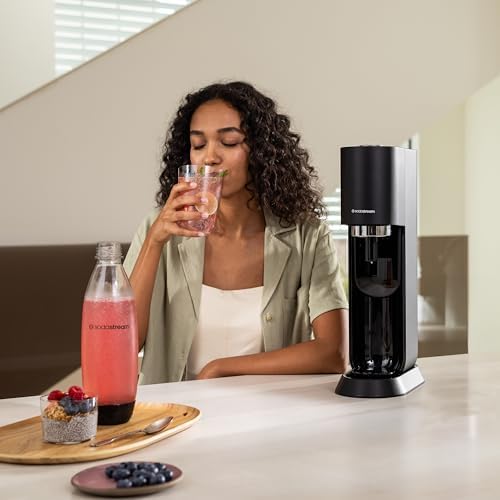 SodaStream MIX™, Sparkling Drink maker & Soda Maker Kit, Carbonates Any Drink, With Dishwasher Safe Carbonating Bottles and 1 CO2 Cylinder/Carbonator, Makes Up To 60L* Drinks, Black