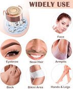 Facial Hair Remover and Eyebrow Trimmer - 2 in 1 Facial Hair Removal Epilators for Women - Rechargeable Travel Face Hair Razor Bikini Shaver for Face Peach Fuzz Lips Chin Armpit Body (Blue)