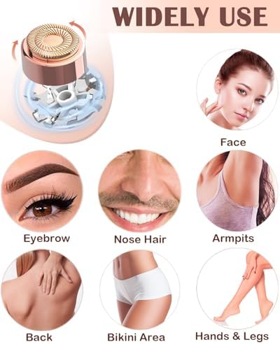 Facial Hair Remover and Eyebrow Trimmer - 2 in 1 Facial Hair Removal Epilators for Women - Rechargeable Travel Face Hair Razor Bikini Shaver for Face Peach Fuzz Lips Chin Armpit Body (Blue)
