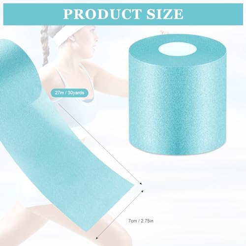 Nuanchu 30 Yards Pre-wrap Athletic Tape Pre Wrap Athletic Foam Underwrap Tape Foam Underwrap Bandage for Hair Soccer Sports Wrists Elbows Knees Ankles 2.76 Inches(Turquoise)