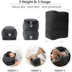 Inflatable Travel Foot Rest Pillow, Adjustable Height Leg Rest Pillow for Cars, Home, Office, Trains, Airplane, Make a Flat Bed for Baby, Kids, Toddlers, Grey, 1 Pack