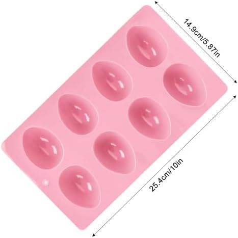 2Pcs 8-Cavity Silicone Easter Egg Molds, Egg Shaped Cake Pop Mold, Baking Supplies for Making Chocolate Jello Candy (Pink)