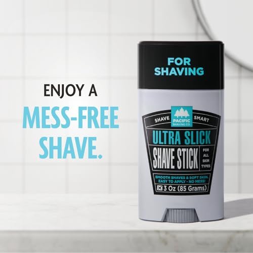Pacific Shaving Company Ultra Slick Shave Stick - No Mess Body Shaving Stick with Moisturizing Coconut Oil - Travel-Friendly, Good for All Skin Types, Unisex (3 Oz)