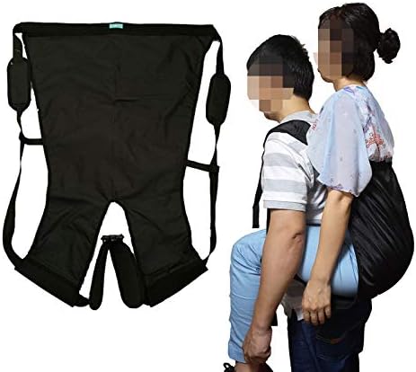 Double Layer Patient Lift Sling Carrier One-Person Transferring Belt for Carrying Up and Down Stairs to Bed,Wheelchair,Chair,Car,Vehicle for Elderly,Handicapped,Disabled,Bedridden (Black, Large)