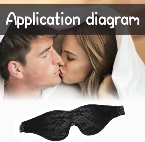 Satin Eye Mask, Soft Comfortable Silk Sleeping Cover Blindfold Tie for Valentine's Day Gift, Sleep Blindfold for Adults Play (Black)