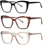Bifocal Reading Glasses Women Cat Eye Oversized Blue Light Blocking Computer Readers Designer Clear Top Eyewear PT2001
