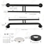 24 inch Black Grab Bar w/Double Roll Toilet Paper Holder, Zepolu 2-in-1 Safety Assist Bar Balanced Support Handle, Stainless Steel Wall Mounted Bathroom Toilet Grab Bar for Senior Elderly Handicap