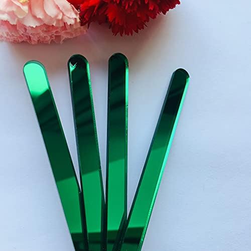 NUORUI 30 Pcs Reusable Acrylic Cakesicle Sticks, Mirror Popsicle Sticks for Party Favors (Green Mirror)