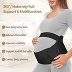 ChongErfei Maternity Belt Pregnancy Belly Band 3 in 1 Maternity Support Belt for Pregnant Back/Pelvic/Hip Pain, Maternity Band Belly Support for Pregnancy (Black, XL)