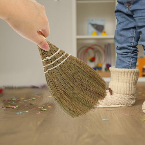 Healifty 2pcs Ergonomic Hand Broom – Natural Straw Desktop Duster for Home & Kitchen, Compact Sweeping Brush