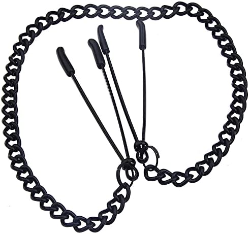 4pcs Nipple Clip Clamps with V-clamp, Adjustable Weight Metal Nipple Clamps for Men Women, Non-Piercing Metal Stimulator Nipple Clips Adult Toys
