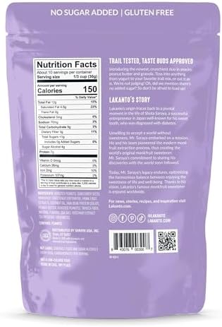 Lakanto Peanut Butter Crunch Granola - Quick Breakfast Cereal, Monk Fruit Sweetner and Erythritol, No Sugar Added, Vegan, Gluten Free, Grain Free, Keto Diet Friendly, 2g Net Carbs - Peanut Butter 11 oz