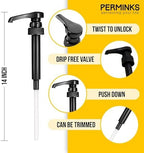 Syrup Pumps Compatible with Torani and Davinci Bottles (25.4 oz-750ml) (Set of 6, Black)