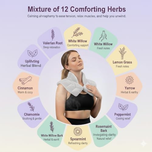 Herbal Concepts Neck and Shoulder Wrap, Hot & Cold Therapy, Microwaveable Shoulder Heating Pad, Aromatherapy Heat Wrap (Charcoal)