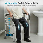 Toilet Safety Rails with Handles – Adjustable & Detachable Toilet Safety Frame, Heavy-Duty Slip-Resistant Support for Seniors & Disabled - Fits Most Toilets