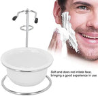 Sonew Shaving Stand Bowl Set, Professional Shaving Soap Bowl Brush Holder Safety Stand Kit for Men, Men's Wet Shaving Kit