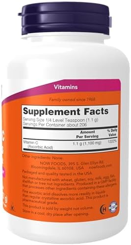NOW Foods Supplements, Vitamin C Crystals (Ascorbic Acid) Powder , Antioxidant Protection*, 8-Ounce