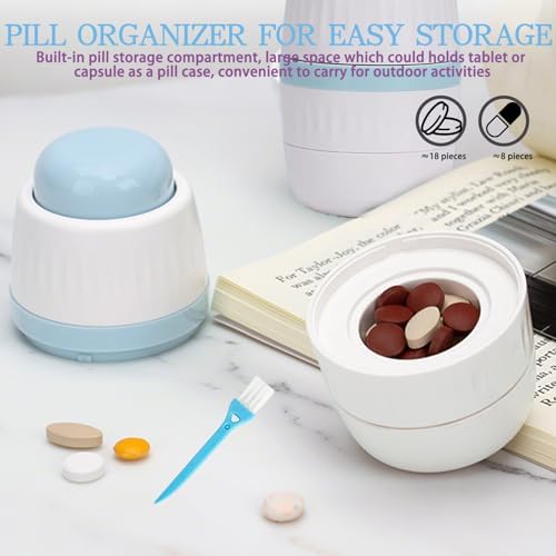 4 in 1 Pill Cutter Crusher Fine Powder with Storage, 1/4 1/2 Pill Cutter Splitter for Cutting Small and Large Pills, Ideal for Cutting Tablets, Vitamins