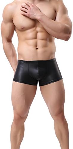 Mens Imitation Leather Underwear Sexs Boxer Briefs S-2XL