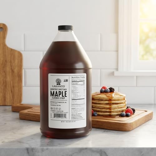 Lakanto Sugar Free Maple Flavored Syrup Sweetener with Monk Fruit and Erythritol, 128 fl oz