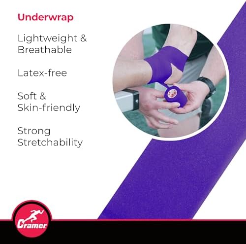 Cramer Tape Underwrap, Bulk Case of 48, Purple Rolls, Non-Latex Pre Wrap to Protect Skin from Irritation and Discomfort Caused by Athletic Tape for Taping, Secure Pads and Ice Packs, 2.75" x 30 Yards