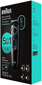 Braun All-In-One Style Kit Series 3 3450, 5-in-1 Trimmer for Men with Beard Trimmer, Ear & Nose Trimmer, Hair Clippers & More, Ultra-Sharp Blade, 40 Length Settings and Washable