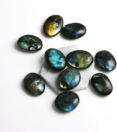 Tumbled Polished Natural Labradorite Stone Crystals, Palm Stone, Worry Stone, Crystals and Healing Stones Quartz Bulk for Wicca, Reiki, Healing Energy, Chakra Stones, Witchcraft Supplies(1Pcs)