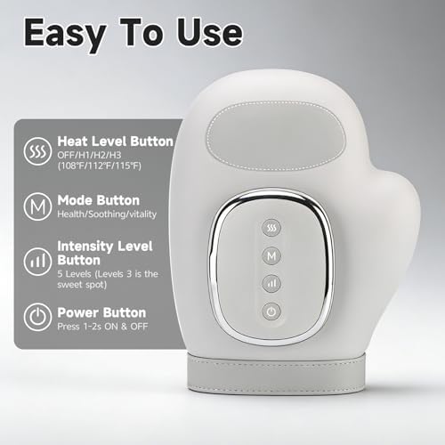 Hand Massager with Heat and Compression, 3 in 1 Hand Massager with 3 Massage 5 Compression Models Therapy Glove, Updated Finger Massager Gift for Women Men