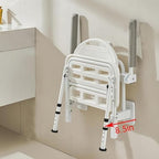 Height-Adjustable Folding Shower Seat with Padded Backrest – Wall-Mounted Shower Bench for Seniors, Elderly, Disabled, and Pregnant Individuals