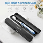 Frekare Toothbrush Travel Case Aluminum, Manual Tooth Brush Holder for Traveling, Portable Toothbrush Container for Bathroom, Camping, Business Trip, School (Black)