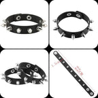 Emo Y2K Indie Grunge Studs Spiked Bracelet Goth Jewelry Accessories for Cool Rocker Skater Biker, 4 Pieces Men Punk Black PU Leather Cuff Bracelets Set