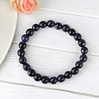 Aleafa Armlet Presents Natural Goldstone Blue Bracelet 8 Mm Crystal Stone Diamond Cut Beads Bracelet Round Shape for Reiki and Crystal Stones (Color : #Aport-4735