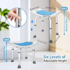 Bath Seat Bathroom Bathtub Shower Chair Stool for Adults, Seniors and Disabled, Elderly Tub Transfer Bench for Inside Shower (Grey, Round Foot Mats)