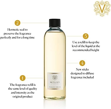 Dr. Vranjes - Ambra 500 ml Refill + Double Pack of White Sticks (3 pieces bundle) - Luxury Home Fragrance, Made in Italy, Amber, Patchouli, Sandalwood